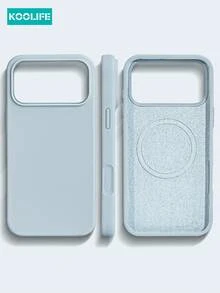 KOOLIFE 1pc Light Sky Blue Solid Color Magnetic Phone Case, Smooth Skin-Friendly Silicone + PC Shell, Shockproof Protective Cover, Elegant Minimalist Daily Style, Full Camera Raised Edge Protection, For IPhone 18 Pro/18 Pro Max/17/17 Pro/17 Pro Max/16/15/14/13/12/11 - Baby Blue - View 3
