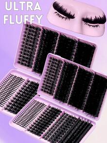 LUXE 04-Baddie-Lashbook, 550 pezzi di ciglia finte individuali con curvatura D | Kit fai-da-te per estensione ciglia personalizzata | Leggere e dall'aspetto naturale | Riutilizzabili | Perfette per uso quotidiano, appuntamenti e feste | Ciglia simili al visone - Visualizzare 10