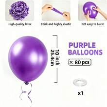 80Pcs 10inch Purple Metallic Latex Balloons Round Balloons For Birthday Wedding Anniversary Graduation Party Decorations - View 2