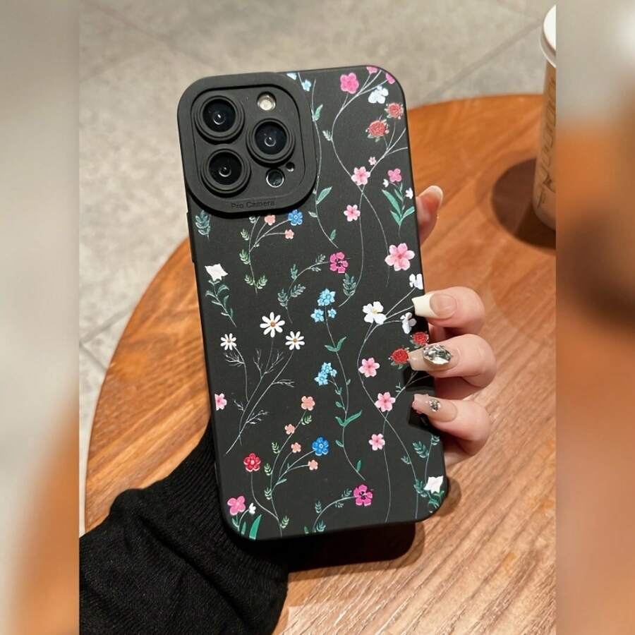Black Eyes Colorful Flowers Print Phone Case - 黑色 - 查看 1