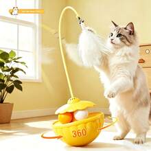 1pc Interactive Cat Teaser Toy, 3-In-1 Self-Entertainment Pet Toy With Feather Teaser Wand And Bell, Multi-Function Cat Toy For Indoor Adult Cats And Kittens, Intelligence Toy - Multicolor - View 5