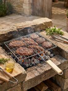 1 Stück Premium BBQ Grillkorb, verdickter feinmaschiger Fischgrillclip, faltbarer & abnehmbarer Griff BBQ Korb, rostbeständiges Outdoor Grillgitter, großer tiefer BBQ Korb, multifunktionales tragbares Camping Kochwerkzeug, langanhaltend BBQ Zubehör, geeignet für Fisch, Garnelen, Schnittlauch, Enoki-Pilze, Gemüse, Heim Outdoor Picknick Camping Küchenbedarf - Grillnetz - Übersicht 12