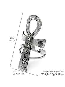 Egyptian Ankh Cross Key Of Life Adjustable Open Rings For Women Men Stainless Steel Mythology Animal Rune Finger Ring Jewelry - Ring - View 5