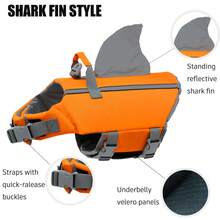 Metglad Dog Life Jacket, Cute Fish Fin Design Pet Swimming Vest, High Reflectivity And Excellent Buoyancy, Equipped With Sturdy Rescue Handle And Towing Ring, Adjustable Size, Suitable For Small, Medium And Large Dogs - Burnt Orange - View 6