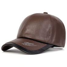1pc Men's PU Leather Letter Embossed Baseball Cap, Outdoor Adjustable Casual Hat, Spring/Autumn - Multicolor - View 10