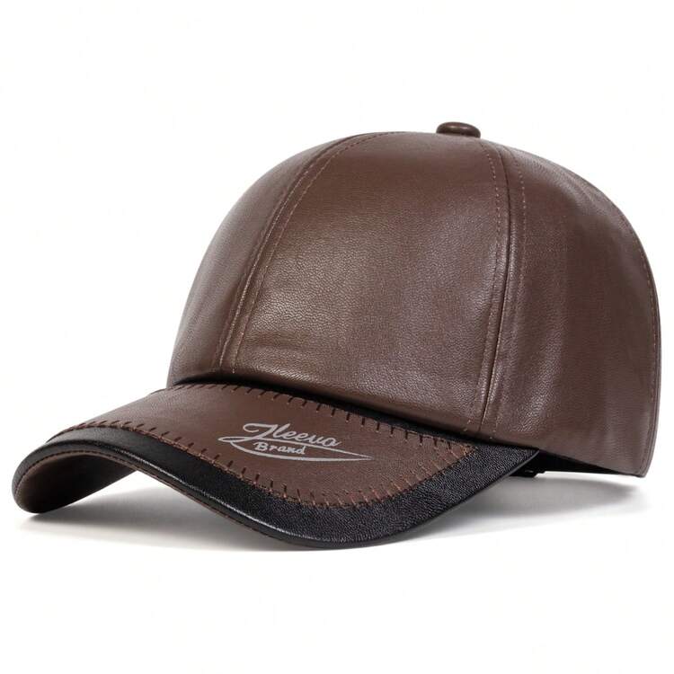 1pc Men's PU Leather Letter Embossed Baseball Cap, Outdoor Adjustable Casual Hat, Spring/Autumn - Multicolor - View 10