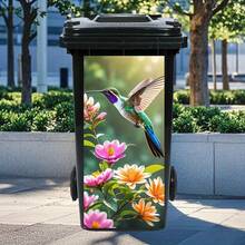 3D Flower, Bird Trash Can Sticker Waterproof PVC Outdoor Trash Can Poster Peeling Sticker Size 4 - 1Pcs - View 16