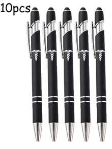 Elegant Black Ballpoint Pen Set 1/5/10pcs, Silver Decoration, Smooth Writing, Office Supplies, Suitable For Professionals, Students, Journaling, Fashionable Desk Accessory, Nurse, Doctor, Graduation, Birthday, Christmas Gift, Popular Stationery - Multicolor - View 7