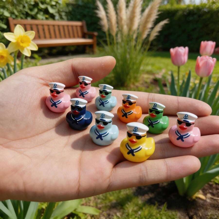 10/20/30Pcs Mini Resin Ducks Cruise Ducks With Fashion Glasses Sailing Miniature Figurines Tiny Resin Figures For Micro Landscape Garden Decor(Random Color) - Multicolor - View 1