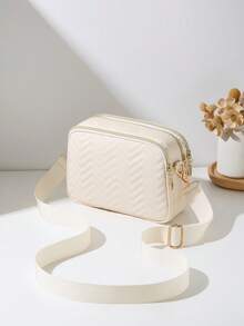 Fashionable Multi-Layer Crossbody Shoulder Bag For Women - Beige - View 6