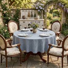 1 buah Taplak Meja Bertekstur Linen Rustic dengan Pinggiran Bulat, Tahan Panas dan Debu, Penutup Meja Makan Dapur, Dekorasi Restoran, Pesta Liburan, Tekstil Dekorasi Rumah - Grey - View 11