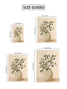 1pc Frameless Olive Nordic Style Floral Poster, Abstract Art Print, Minimalist Plant Olive Still Life Wall Decor, Aesthetic Apartment Living Room Bedroom Back To School Poster, Dorm Essential - Flowers - View 9