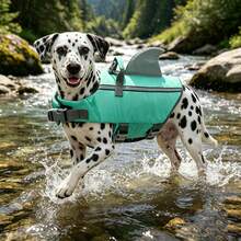 Metglad Dog Life Jacket, Cute Fin Design Pet Swim Vest, High Reflectivity And Excellent Buoyancy, Equipped With Sturdy Rescue Handle And Towing Ring, Adjustable Size, Suitable For Small, Medium And Large Dogs - Cadet Blue - View 4