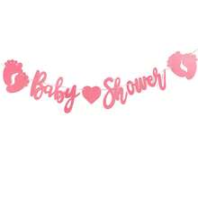 1PC / Baby Shower English Letter Blue Pink Glitter Banner Bunting Cake Topper Party Supplies Decoration Banner - View 6