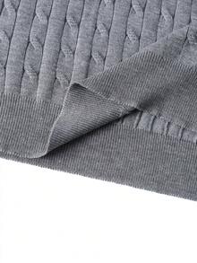 Men's Cable Knit Slim Fit Regular Shoulder Polo Collar Short Sleeve - Grey - View 11