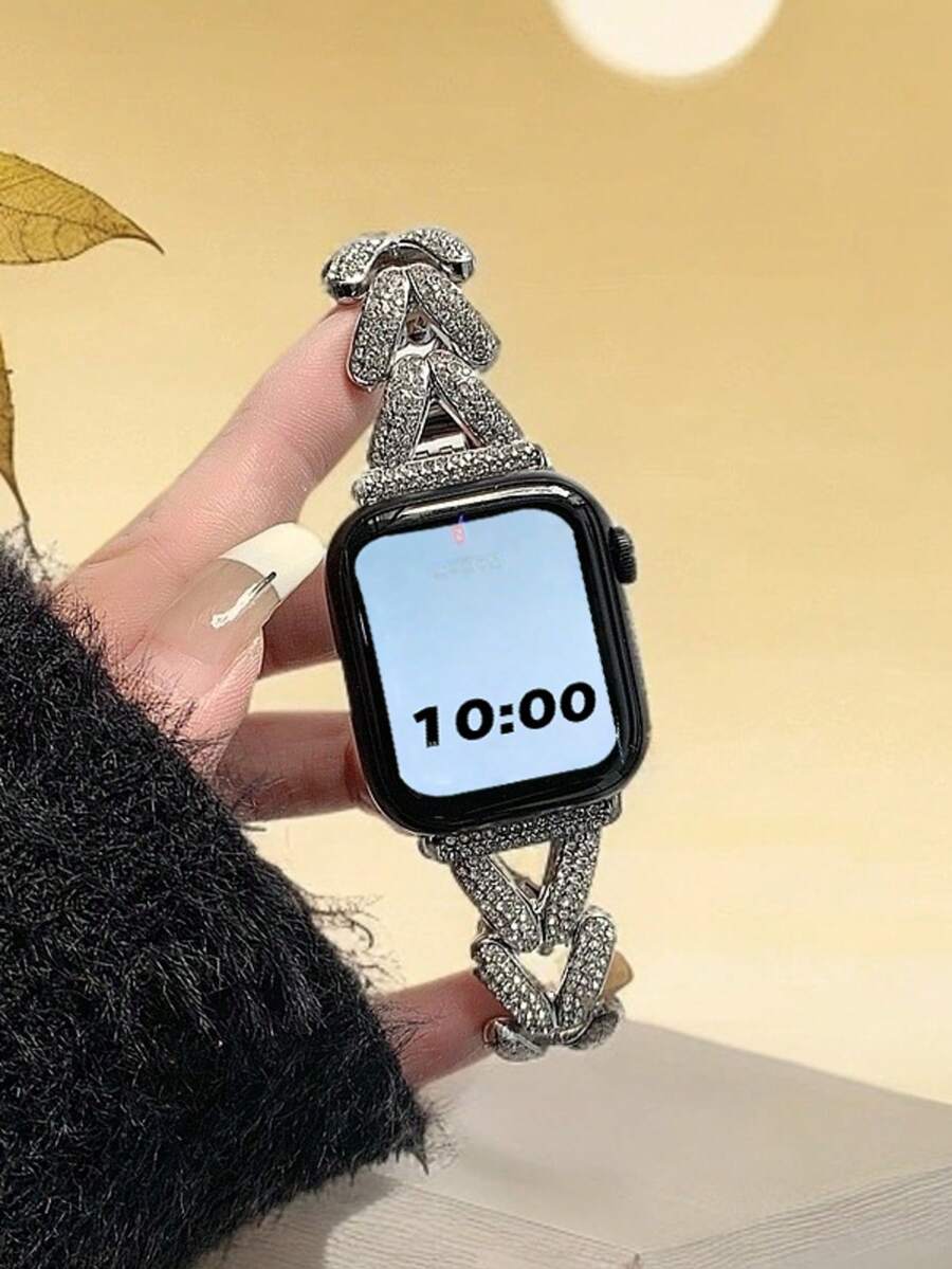 1件時尚無限符號水鑽鑲嵌錶帶,女性精緻手鍊風格錶帶,適用於Apple Watch 38/40/41/42/44/45/46/49mm,Series 11/10/9/8/7/SE/6/5/4/2/1,僅錶帶,不含錶殼或手錶 - 八字滿鑽黑色 - 查看 1