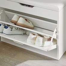 SoBuy FSR95-SCH, Hallway Shoe Rack Shoe Bench Shoe Cabinet With Folding Padded Seat & Flip-Drawer, Black - 白色 - 查看 9