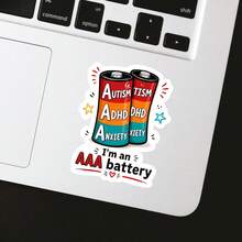1 Stück - 3 Zoll Im An AAA Batterie lustiger Neurospicy Aufkleber für Laptops, Wasserflaschen, Notizbücher, Tassen für Studenten, Lehrer, Büroangestellte, Kreativesmitarbeiter, Pendler und alle, die mit Chaos und niedriger sozialer Batterie funktionieren - A - Übersicht 3