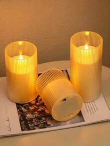 1 pieza/3 piezas Vela electrónica LED creativa, vela de simulación con parpadeo y control remoto, centro de mesa para cumpleaños y bodas, Navidad, fiesta de cumpleaños, decoración de mesa de comedor del hogar, luz decorativa para ambiente romántico de vacaciones - Multicolor - Ver 4