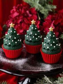 Juego de moldes de silicona para velas de aromaterapia DIY de Navidad, formas de árbol de Navidad 3D & Papá Noel lindo, moldes de jabón, yeso y resina hechos a mano, herramientas de decoración para hornear en casa, esencial para hacer regalos de vacaciones - Magdalenas navideñas - Ver 6