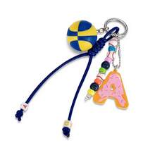 Personalized Mini 3D Sports Ball Bag Charms, Creative Acrylic Letter Pendant Keychain, Backpack & Mobile Phone Hanging Ornaments For Sports Fans Students - K6041 Letter H + Rugby Ball Keychain - View 7