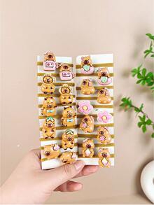 5/10/20/30Pcs Cute Capybara Terry Cloth Hair Tie Set, Suitable For Daily Use Clothing Accessories, Girls Hair Accessories - Multicolor - View 8