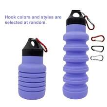 1 Silicone Foldable Sports Water Bottle, 16.91 Ounces Portable Outdoor Hiking Fitness Cup, Foldable. - 紫色 - 查看 2