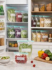 1/10/15/20/45pcs Reusable Airtight Food Storage Bags, Kitchen Accessories, Thickened PE Zipper Freezer Bags, Microwave Friendly Blue Transparent Fresh Keeping Storage Bags For Kitchen Storage Organizer, Snacks, Fruits & Vegetables - Multicolor 2 - View 3