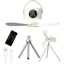 Compact Ceiling Fan for Tents, Suitable for Camping, Rechargeable Via USB, Features Adjustable Speeds And a Timer, Ideal for Outdoor Use, Includes a Mountable Bracket, Can Also Be Used As a Tabletop Fan - 1 Packung - Übersicht 1