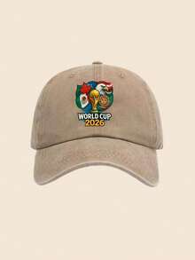 1pc 2026 World Cup US-Canada-Mexico Cartoon Washed Print Baseball Cap For Women, Baseball Cap For Outdoor Sun Protection For Men - Trophy - View 5