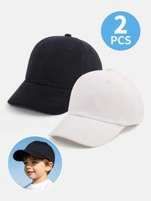 2pcs Adjustable Baseball Cap For Toddler Boys, 3 Months - 7 Years Old Kids Sun Hat, Breathable UV Protection Suitable For Outdoor, Beach, Camping, Casual Wear - 2pcs - View 3