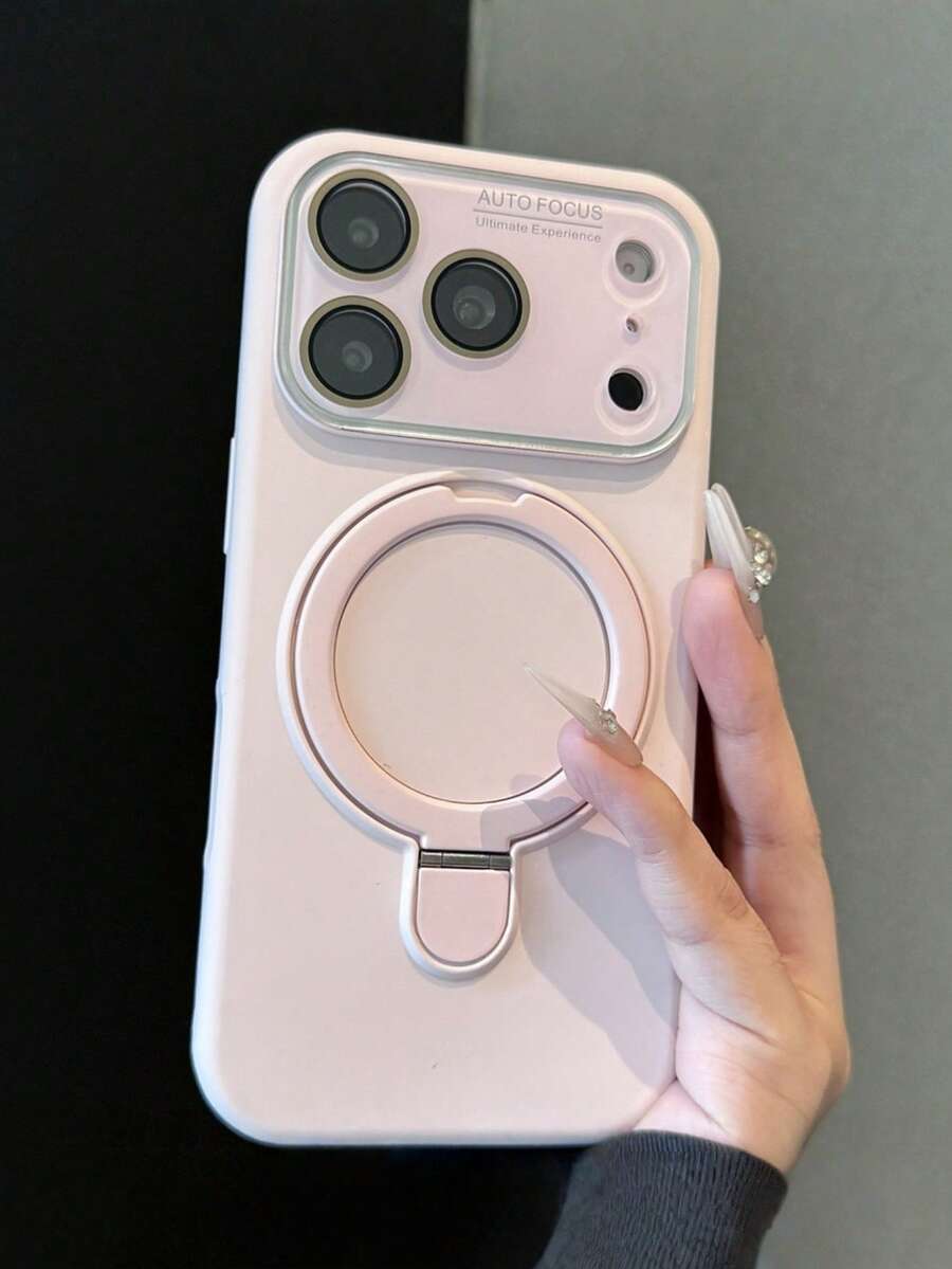 1pc Transparent Window Camera Protection Skin-Friendly Metal Magnetic Ring Stand Phone Case Compatible With IPhone 17 Pro Max 17 Pro 16 15 Pro Max Soft Silicone Back Cover