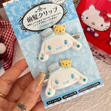 SANRIO 2件櫻花系列側夾/髮夾/瀏海夾，百搭時尚，適合日常裝飾，理想的節日禮物、聖誕禮物 - A - 查看 5