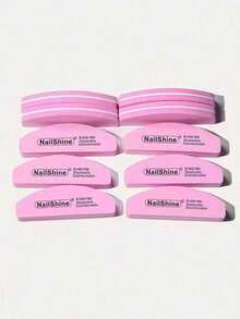 3 piezas de limas de esponja para pulir en forma de media luna mini 100/180 - Rosa - Ver 2