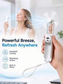 LMMAKE 5 IN 1 Portable Handheld Fan - Multifunctional USB Rechargeable Foldable Cooling Fan With Power Bank, Flashlight & Makeup Mirror. Features 3 Adjustable Speed Levels.Perfect For Travel, Outdoor, Office & Home Use.Essential Multitool Fan For Anywhere. - Multicolor - View 4