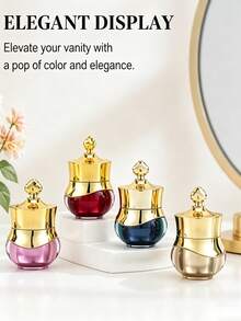 1Pc Mini Leak-Proof Cream Jar With Crystal Gold Lid, Airtight Refillable Cosmetic Container For Travel & Daily Skincare - View 6
