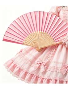 Juego de abanicos de mano plegables elegantes de color rosa, incluye tarjeta de agradecimiento y bolsa de regalo, abanico de mano de bambú nupcial, adecuado como regalo para damas de honor y decoración de boda, perfecto para fiestas, eventos y accesorios de verano - Multicolor - Ver 5