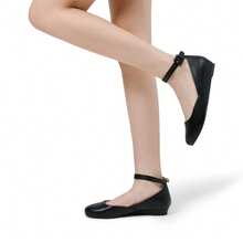 Dream Pairs Ballerinas Damen Riemchenballerina Elegant Flats Schuhe - Schwarz - PU - Übersicht 7