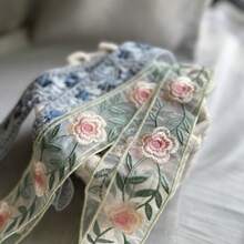 180cm DIY Embroidered Floral 3D Vintage Relief Rose Lace Trim, Distressed Crochet Hollow Fabric Accessory, Suitable For European Classical Wedding Dress, Court Style Dress, Handmade Patchwork Material, Vintage Mori Style Clothing Remake Trim - Multicolor - View 4