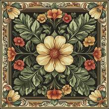 1 Set 46*46cm/18.11*18.11inch Vintage Floral Cross Stitch Kit (Semi-Finished), DIY Art Needlework Materials, 11CT Cross Stitch Decorative Painting, Creative Handmade Gift. Complete Set Home Decor Printed Cross Stitch Crafts, Suitable For Home Decor Knitting Art. Frame Not Included - Retro Floral - View 13