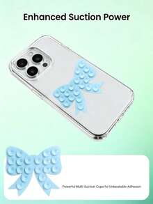 1pc Silicone Suction Cup Phone Case Stand, Double-Sided Silicone Phone Handle, Stronger Suction, Suitable For Phones, Hands-Free Phone Stand Accessory, Convenient For Selfies And Video Recording, Compatible With Most Smartphones, Mother's Day Gift - Bow - View 3