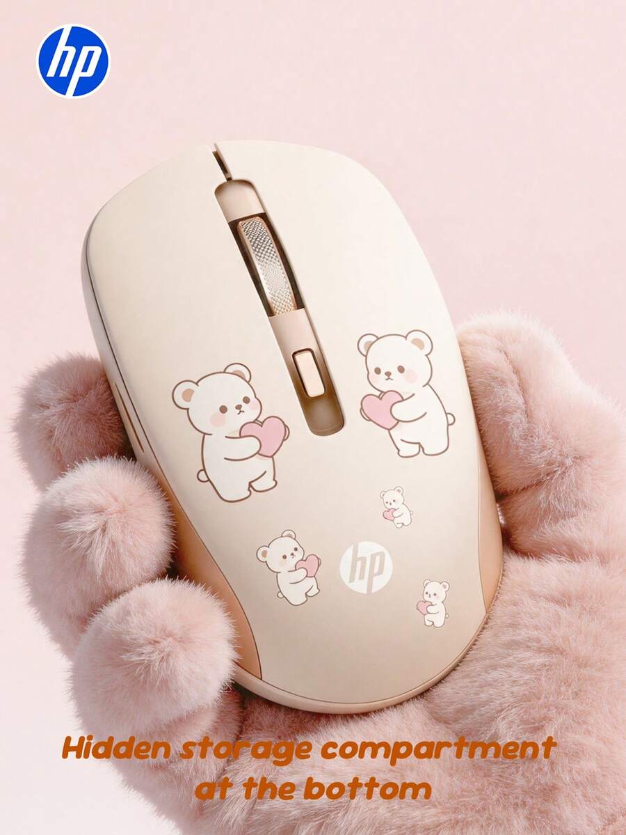 HP 2,4GHz kabellose Maus (mit USB-Empfänger), süßes Bären-Design, geeignet als Geschenk und für den Bürogebrauch