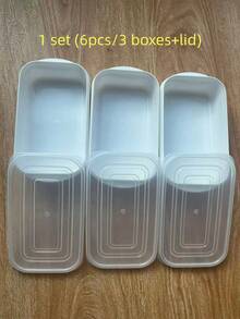 6件組可重複使用食物儲存容器套裝，3個容器+3個蓋子，冰箱儲存盒，冷凍食物容器附蓋，可堆疊，食物保鮮盒，肉類冷凍容器，水果保鮮盒，便當盒 - 彩色 - 查看 10