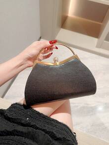 Fashionable Handheld Evening Bag Evening Dress Bag - Black - View 7