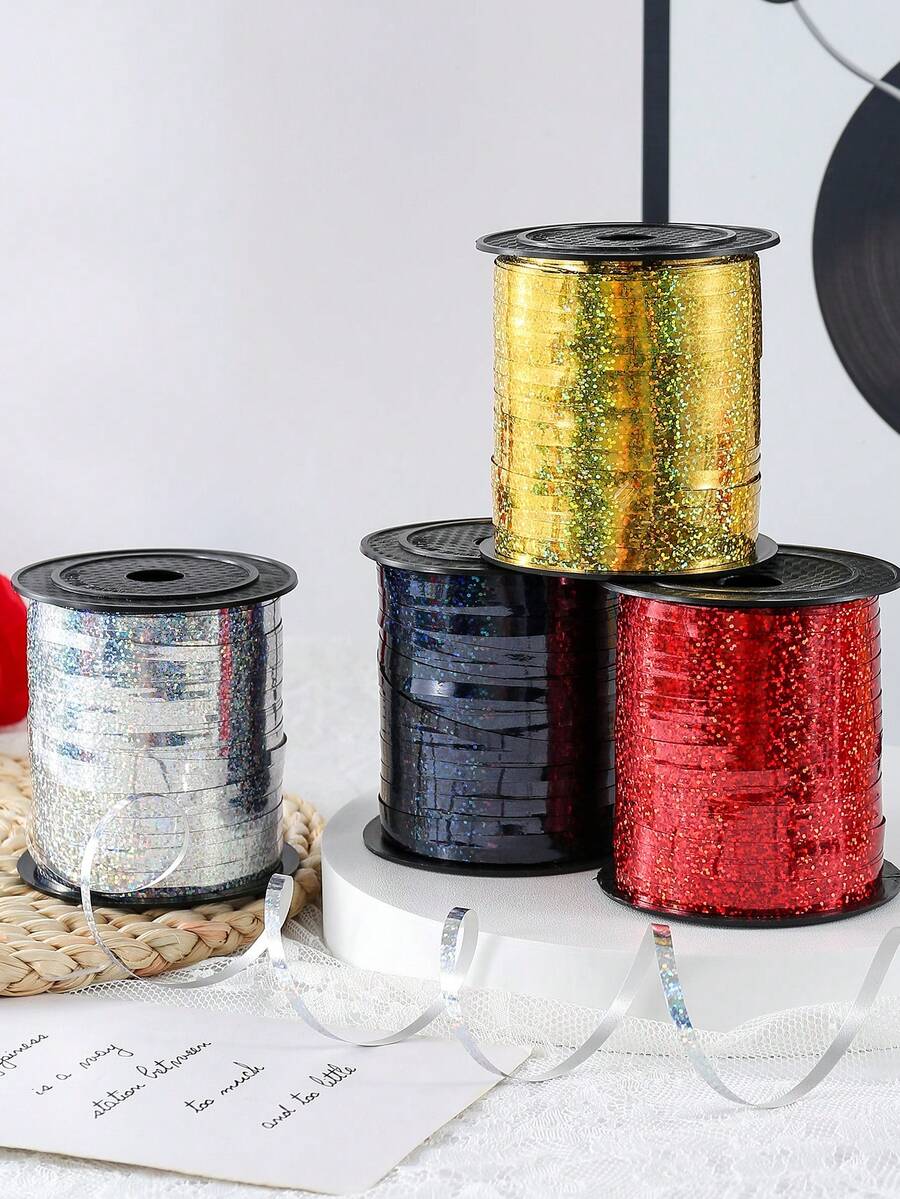 1roll Shiny Metallic Curling Ribbon For Crafts, Gifts, And Decorations - 100 Yards Of Crimped Balloon Ribbon Suitable For Gift Wrapping, Wedding, Birthday, Balloon Decoration - Curling Ribbons - View 1