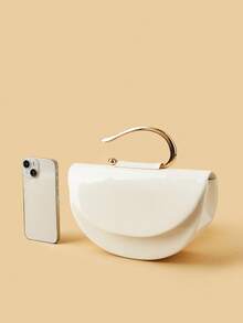Elegant Patent Leather Women's Handbag, Minimalist Clutch Bag With Chain, Lightweight Luxury Handbag For Parties/Evenings, Perfect Birthday Gift For A Girlfriend, Suitable For Parties - 白色 - 查看 6