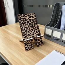 1pc Leopard Print 2D Flat Pattern Design Phone Charging Accessory, Portable Stand, Adjustable Height, Easy Assembly, Small Multi-Layer Storage Platform For Office, Study, Travel And Leisure - A - View 4