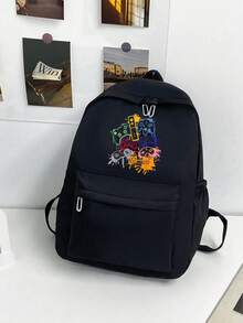 極簡純色遊戲控制器印花多功能大容量學生背包/開學書包 - 彩色 - 查看 16