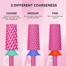 - Brocas cnicas para uas, brocas de carburo de tungsteno de 3/32 pulgadas, adecuadas para manicura y pedicura, cutculas, puntas tcnicas, serie Bit - S, flor rosa, mediano - Mediana-M + Flor rosa - Ver 4