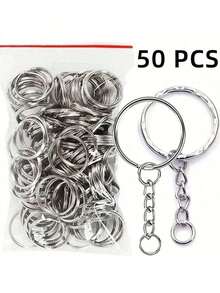 10個/20個/50個/100個/200個/300個 金屬空白鑰匙圈 附鏈條 DIY 珠寶配件 - 鑰匙扣 - 查看 1